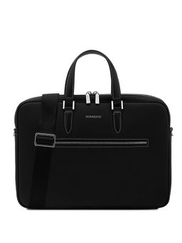 MIRAGGIO - Black Aero 15 Inch Crossbody Laptop Bag with Detachable Strap (M)