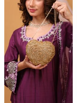 sugarcrush - Zoe Gold Heart Clutch with Detachable Strap