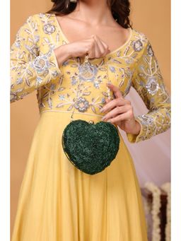 sugarcrush - Zoe Green Heart Clutch with Detachable Strap