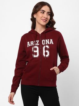 R&B - Brown Typography Printed Hooded Sweatshirt