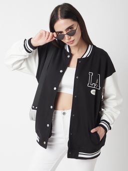 R&B - Black and White Typography Detail Bomber Jacket