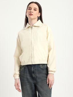 R&B - Cream Collared Solid Jacket