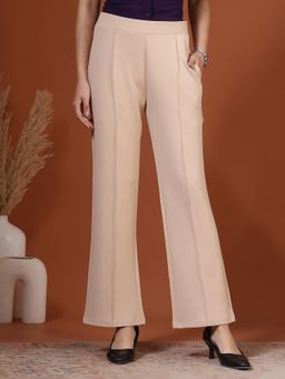 FITHUB - Grey High-Rise Flat Front Formal Trousers