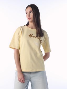 ONLY - Yellow Typography Printed T-Shirt