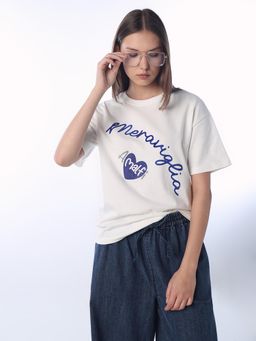 ONLY - White Typography Printed T-Shirt