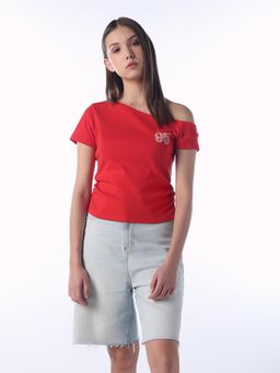 ONLY - Red Off Shoulder Top