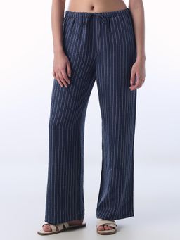 ONLY - Women Striped Regular Fit Navy Blue Pants