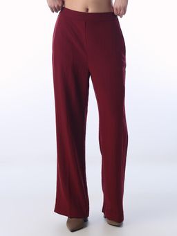 ONLY - Women Solid Regular Fit Maroon Pants