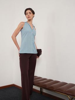 FABLE STREET - Blue Collared Sleeveless Shirt