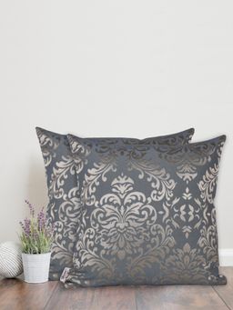 Sivya by Home - Blue Damask Self Design Cushion Covers (Pack of 2)