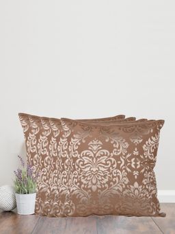 Sivya by Home - Brown Damask Self Design Cushion Covers (Pack of 5)