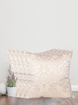 Sivya by Home - Cream Damask Self Design Cushion Covers (Pack of 5)