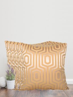 Sivya by Home - Mustard Hexa Self Design Cushion Covers (Pack of 5)