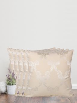 Sivya by Home - Cream Ogee Self Design Cushion Covers (Pack of 5)
