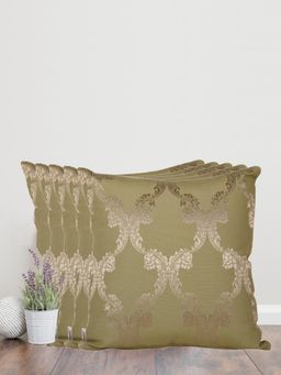 Sivya by Home - Green Ogee Self Design Cushion Covers (Pack of 5)