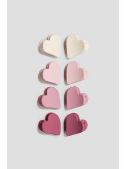 H&M - Girls Pink 8-Pack Heart-Shaped Hair Claws