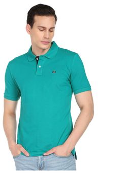 Arrow - Men Teal Solid Cotton Pique Polo T-Shirt