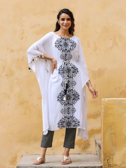 Gillori - Cotton Crepe Kaftan With Pant (Set of 3)