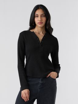 The Souled Store - Solid Black Full Sleeves T-Shirt