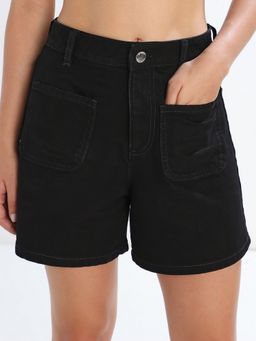 ONLY - Women Solid Regular Fit High Rise Black Shorts
