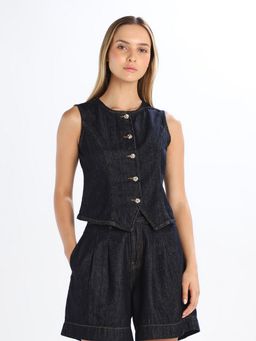 ONLY - Solid Regular Fit Blue Top