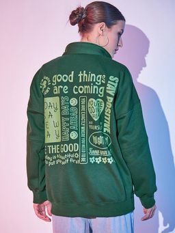 STREET 9 - Green Printed Fleece Sweatshirt