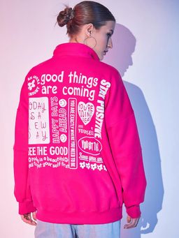 STREET 9 - Pink Printed Fleece Sweatshirt