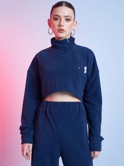 STREET 9 - Navy Blue Crop Sweatshirt