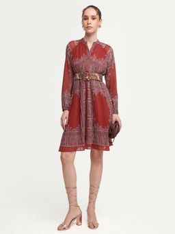 RAREISM - Paisley Printed Rust Women Dress