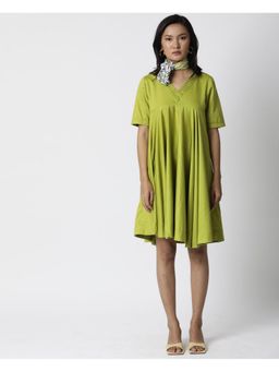 RAREISM - Solid Lime Green Women Dress