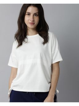 RAREISM - Off White Polycotton Regular Fit Round Neck Top