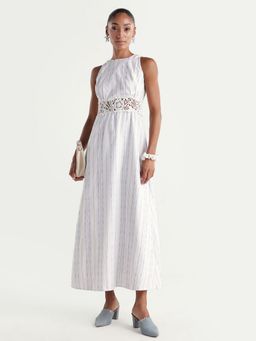 RAREISM - Vertical Stripes White Women Dress
