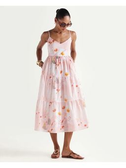 RAREISM - Floral Pastel Pink Women Dress