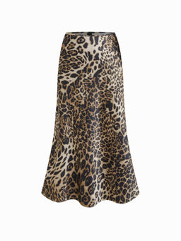 Cider - Satin Solid Ruffle Maxi Skirt