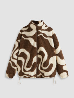 Cider - Oversized Printed Fleece Zip Up Jacket