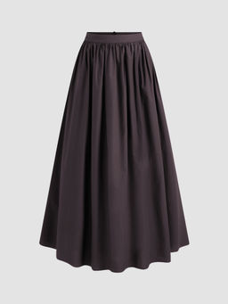 Cider - 100% Cotton Mid Rise Solid Ruffle Maxi Skirt
