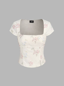 Cider - 100% Cotton Square Neck Floral Top