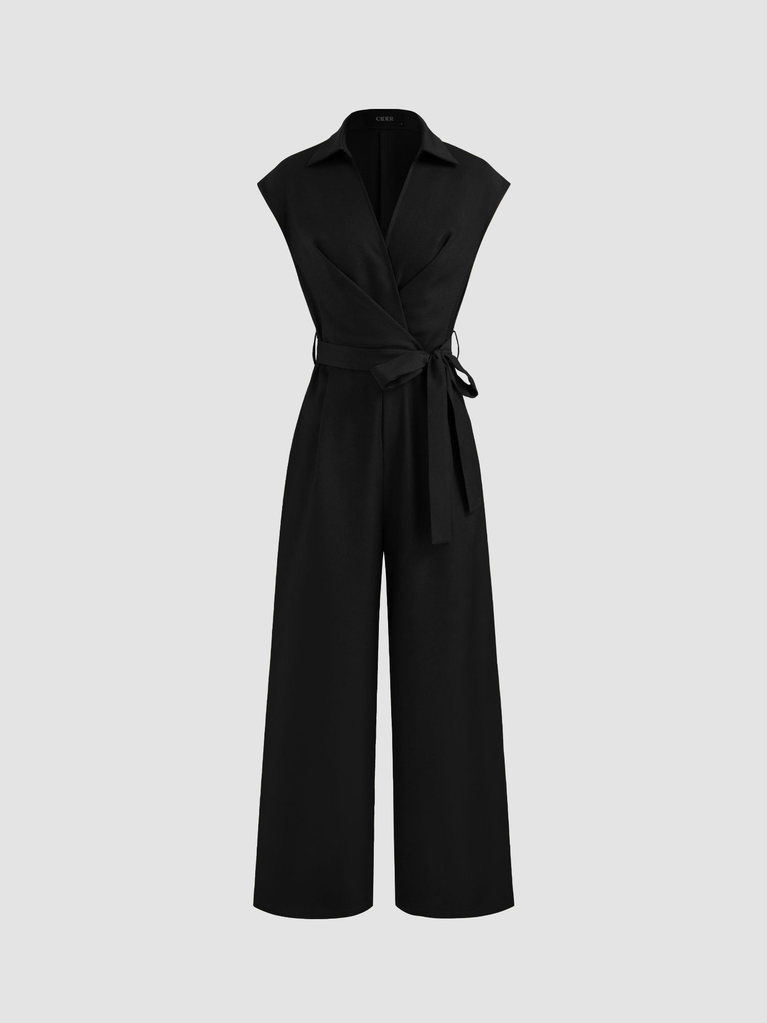 cider Collar Solid Pocket Wide Leg Jumpsuit With Belt-picture-36