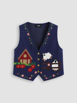 Cider - Patchwork Graphic Corduroy Vest