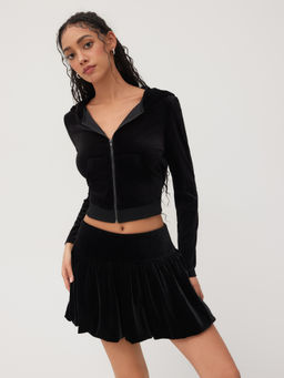 Cider - Velvet Solid Zipper Hoodie