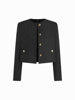Cider - Round Neckline Knotted Crop Blazer
