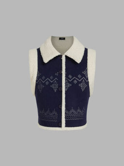 Cider - Corduroy Graphic Colorblock Jacket Vest