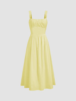 Cider - Cotton Square Neck Ruffle Maxi Dress