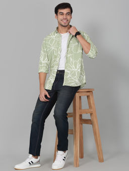 Cantabil - Men Green Printed Full Sleeves Casual Shirt