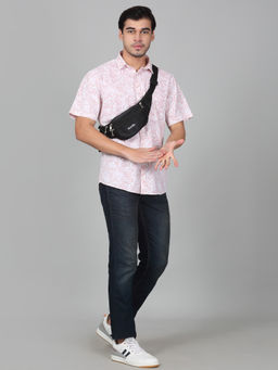 Cantabil - Men Orange Printed Half Sleeves Casual Shirt