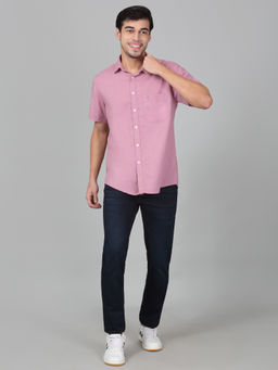 Cantabil - Men Pink Solid Half Sleeves Casual Shirt