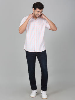 Cantabil - Men Pink Checks Half Sleeves Casual Shirt