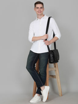 Cantabil - Men White Solid Full Sleeves Casual Shirt