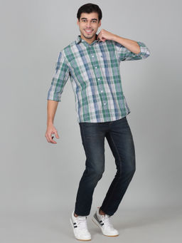 Cantabil - Men Green Checks Full Sleeves Casual Shirt