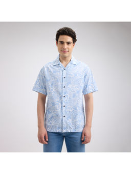 Pepe Jeans - Men Blue Floral Print Short Sleeve Shirt